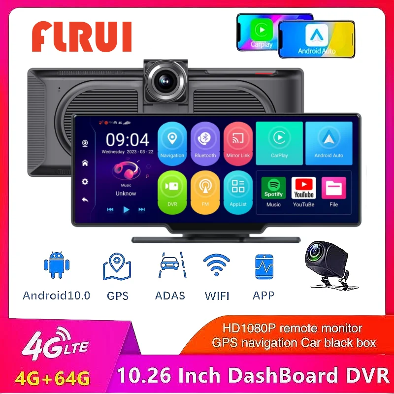 

Android 10.0 4G+64G 10.26 Inch 4G Car DVR Rearview Mirror Camera 1080P Dual Lens Dash Cam 5G WiFi Bluetooth GPS Video Recorder