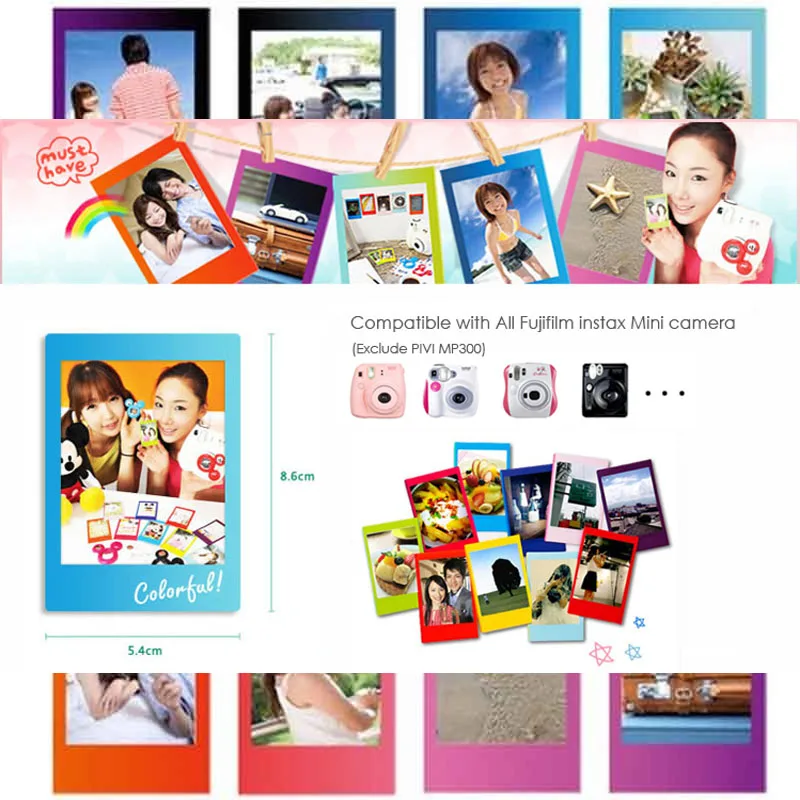 10-50 Sheets Fuji Fujifilm Instax Mini Film for 12 7+ 9 11 40 70 90 25 Iiplay Iink Instant Cameras Photo Instant Camera