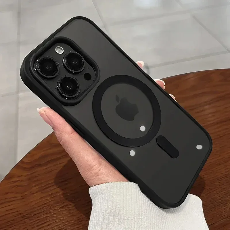 Luxury Business Advanced Black Clear Case for iPhone 15 14 13 12 11 Pro Max Plus Magsafe Magnetic Matte Antiskid Protect Cover - Image 2