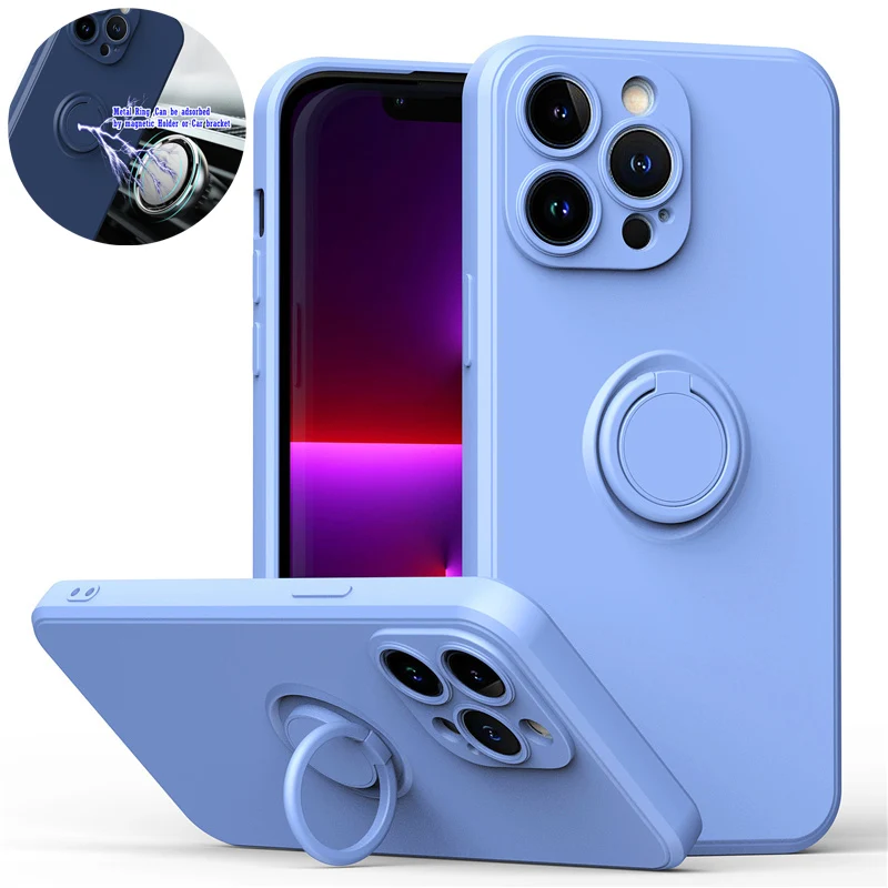Coque téléphone magnétique en silicone avec anneau de support_voghion.com