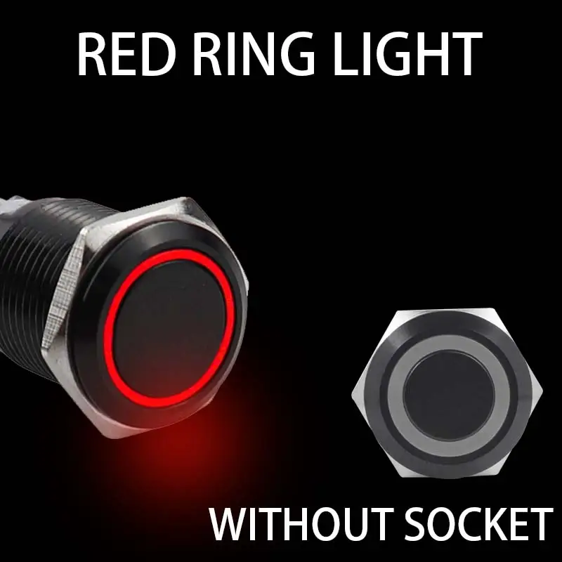12/16/19/22mm Black shell Push Button Switch Metal Waterproof Latching Momentary LED Light Car Engine Power Switch Blue Red HUSA - Image 8