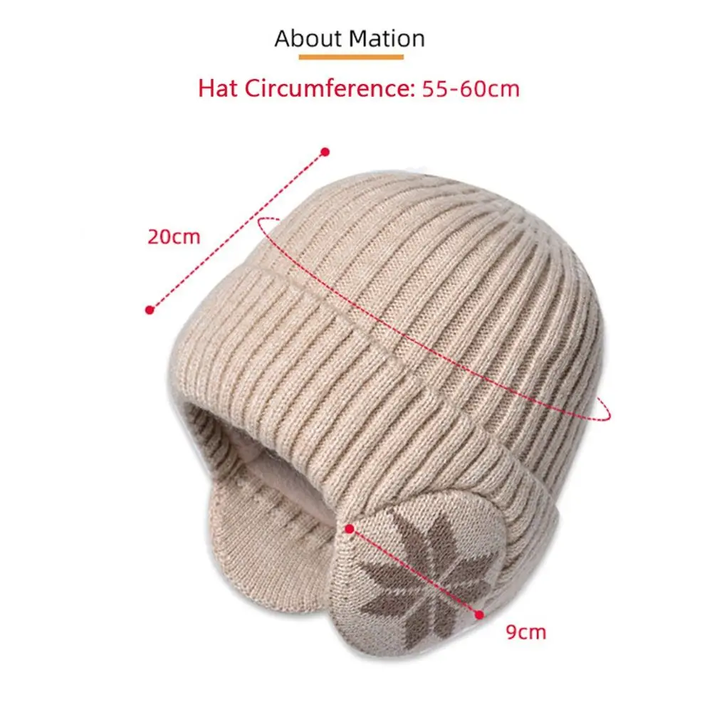 Thickened Ski Beanie Hat Sports Windproof Earflap Cap Winter Soft Plush Knitted Hat Fashion Plain Hats For Men Women