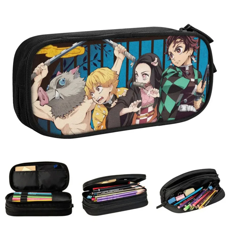 

Classic Demon Slayer Pencil Case Kimetsu No Yaiba Anime Pencil Pouch Pen for Student Large Storage Bag Office Zipper Stationery