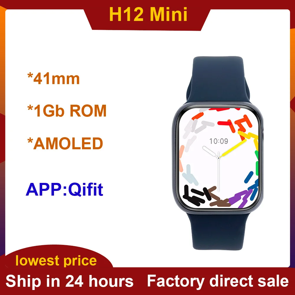 Amoled H12 미니 스마트 워치 여성용 블루투스 통화 나침반, 음악 녹음, NFC OS10 앨범 동기화 스마트워치, 41mm, 1GB ROM