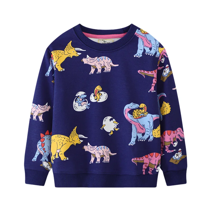 2025 Autumn Baby Boys Sweatshirt Spring Children’s Clothing Cotton Cartoon Dinosaurs Toddler Kids Clothes 2-7 year