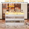 Armoire Bedroom Island, Wardrobe Closet Island Dresser with Glass Showcase, Charging & 3 Color LED Light, Island Dresser 4