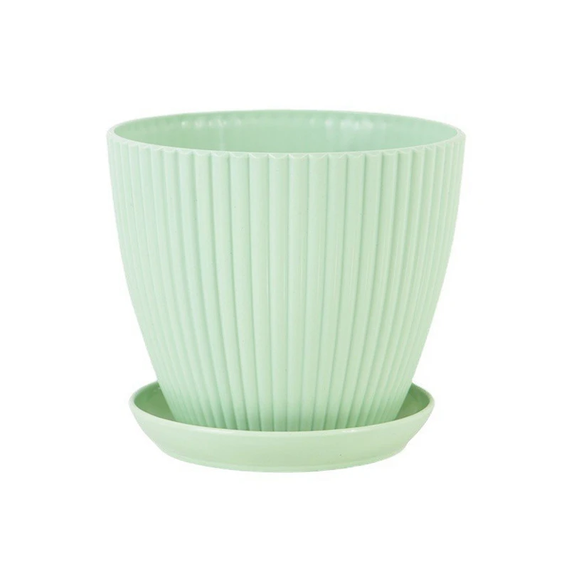 Decorative Plastic Flower and Succulent Plant Pot with Drainage Tray for Indoor and Outdoor Use