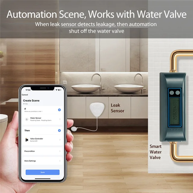 AA08-Tuya Zigbee Water Level Sensor Smart Water Leakage Alarm Detector Overflow Security Protection Smartthings Tuya Ewelink 4