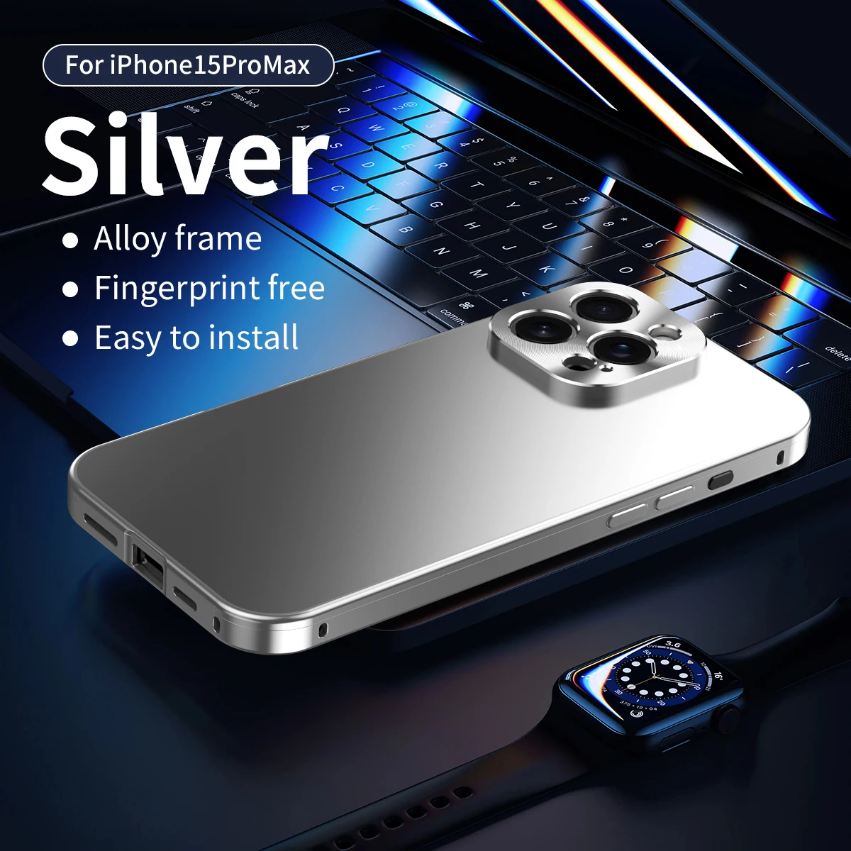 Sleek Aluminum Metal Frame Shockproof Phone Case with CD Pattern and Matte Back Panel