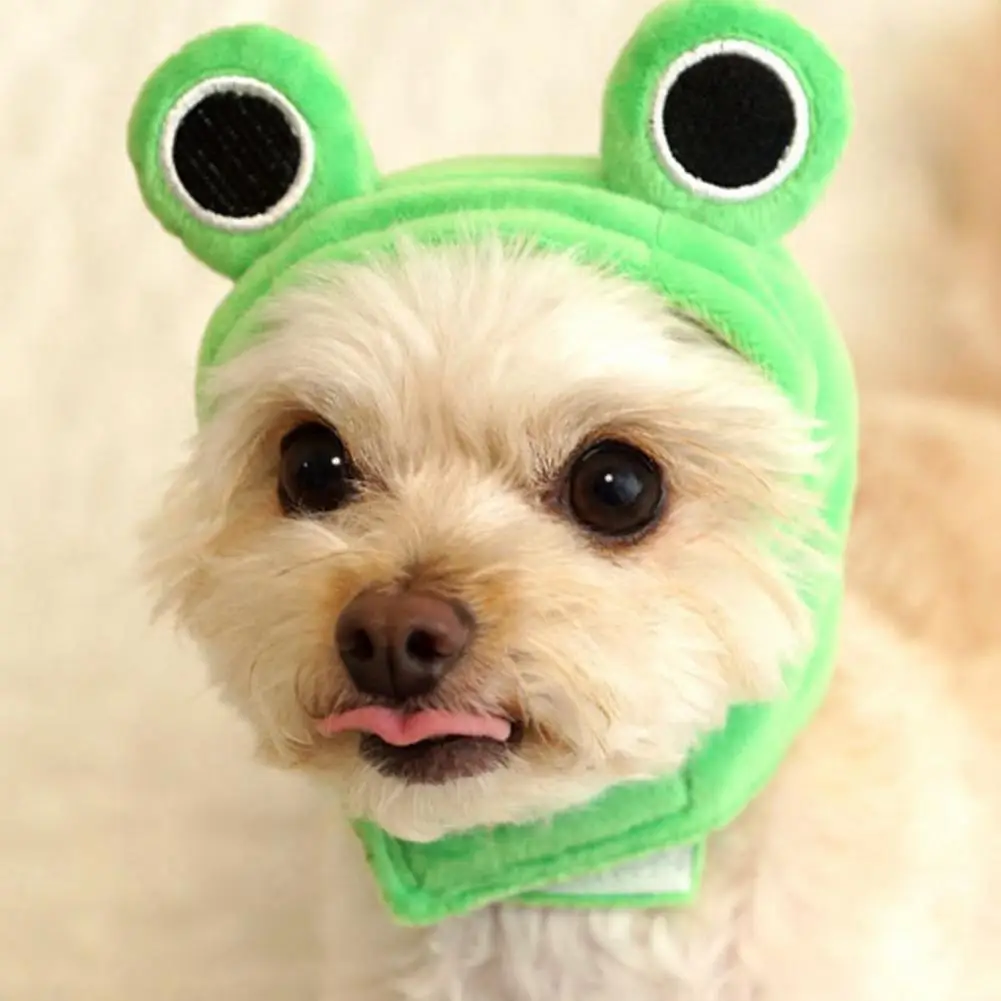 

Adjustable Pet Hat Plush Frog Pet Headgear Set for Cosplay Parties Novelty Photo Props Fashion Accessory for Holiday Birthday