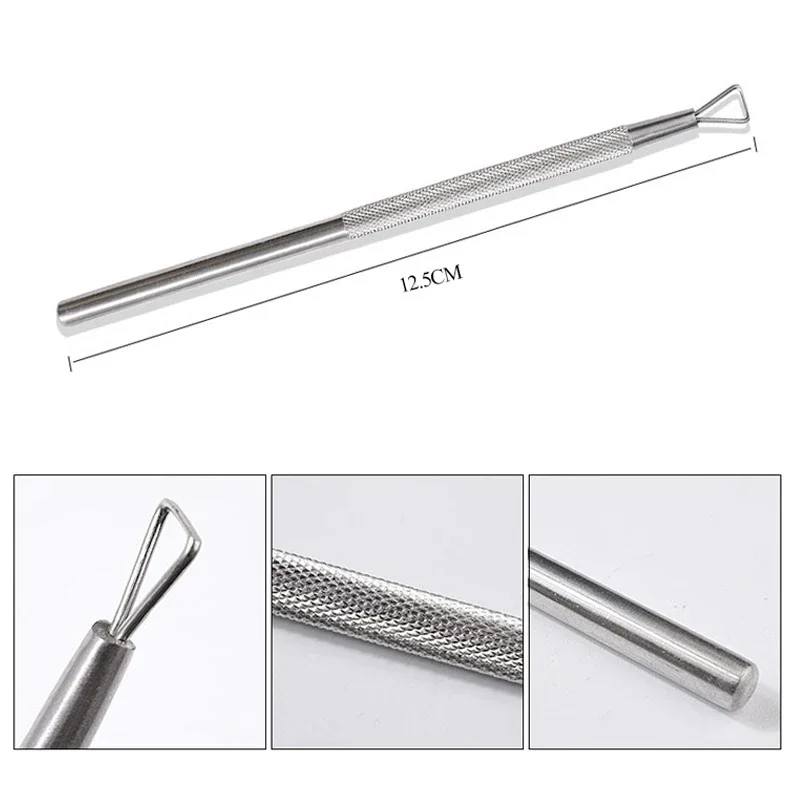 Asta per rimozione gel UV per smalto per unghie, acciaio inossidabile, triangolo, pelle morta, spingipelle per cuticole, detergente, strumenti per manicure - immagine 6