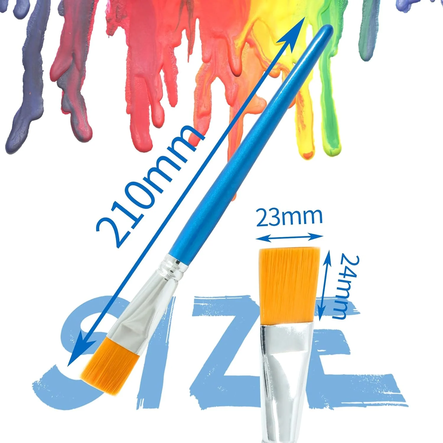 10pcs Premium Synthetic Nylon Flat Paint Brushes, 3/ 4 Inch - Ideal for Watercolor, Acrylics, Oil Painting, Fine Crafts & Body 2