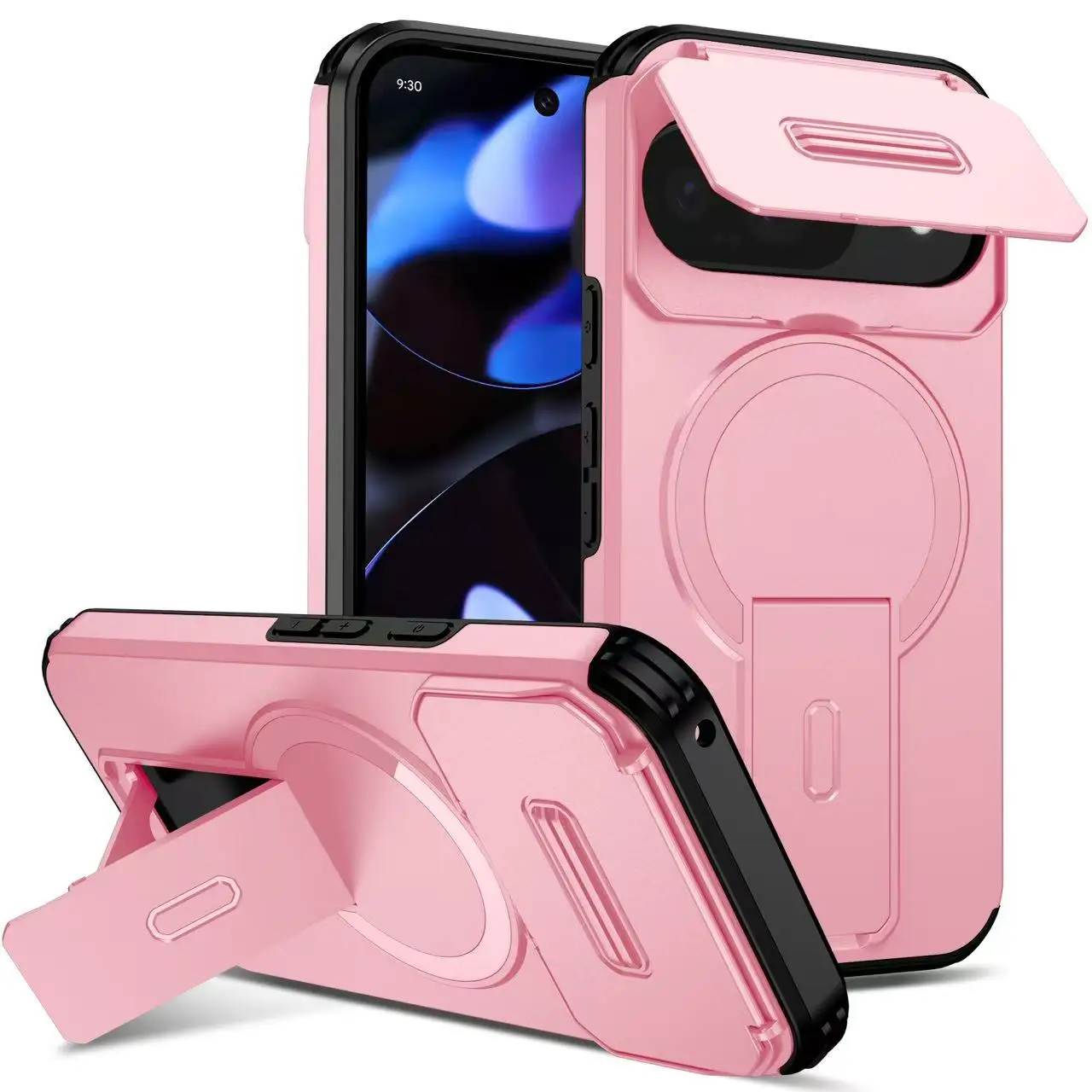 Durable Magnetic Shockproof Case with Stand and Wireless Charging Compatibility