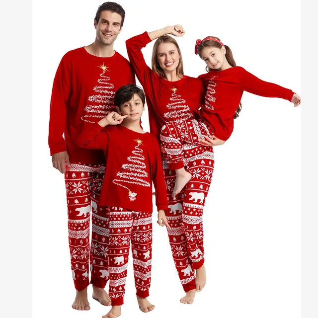 2025 New Family Christmas Pajamas Mom Dad Kids Matching Clothing Set Baby Romper Pjs Soft Loose 2 Pieces Suit Homewear Xmas Look 1