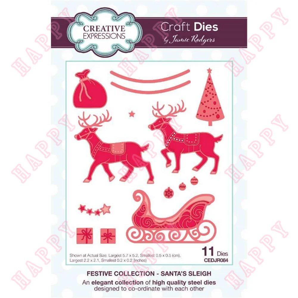 

New Christmas Santa Sleigh Craft Die DIY Scrapbooking Envelope Greeting Card Decorative Embossing Handcraft Paper Craft Template