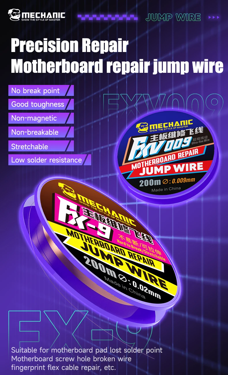 指紋溶接ポイント修理ライン,電話,マザーボードジャンパーワイヤー,cpu PCBチップ修理,FX-9 fxv009,200m - AliExpress