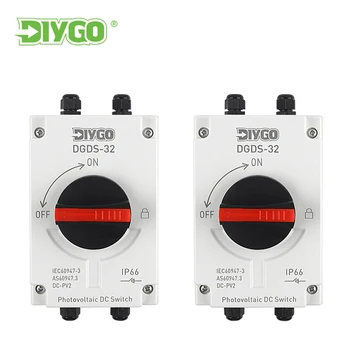 Interruttore di Disconnessione Solare FAI DA TE GO, Impermeabile IP66 per Esterni, 1 Ingresso 1 Uscita, Interruttore Isolatore per Sistema Fotovoltaico DC 1200VDC 32A