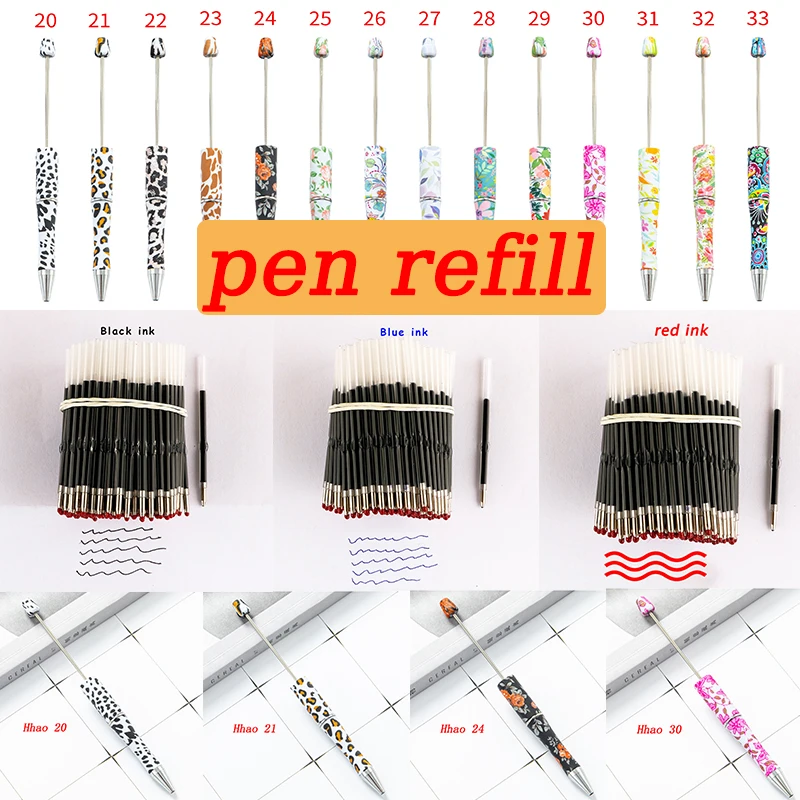 2001000pcs Beaded Ballpoint Pen Ink Refills Bead Pen Refill Black/Blue
