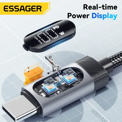Essager Digital Dispaly USB C Cable For iPhone 17 16 15 Xiaomi Huawei 100W PD Fast Charging For Macbook iPad Type C to C Cable - Image 4