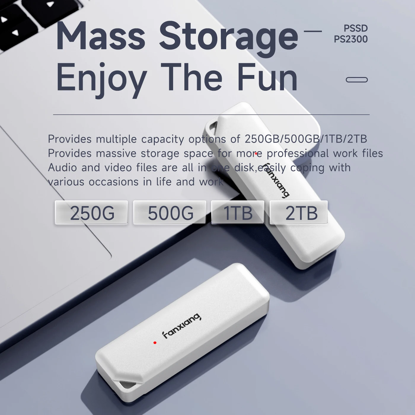 Fanxiang PS2300 Super Mini Portable Solid State Drive 20Gbps 2050MB/s PSSD 1TB 2TB External Portable SSD Laptop Data Backup external hard drive