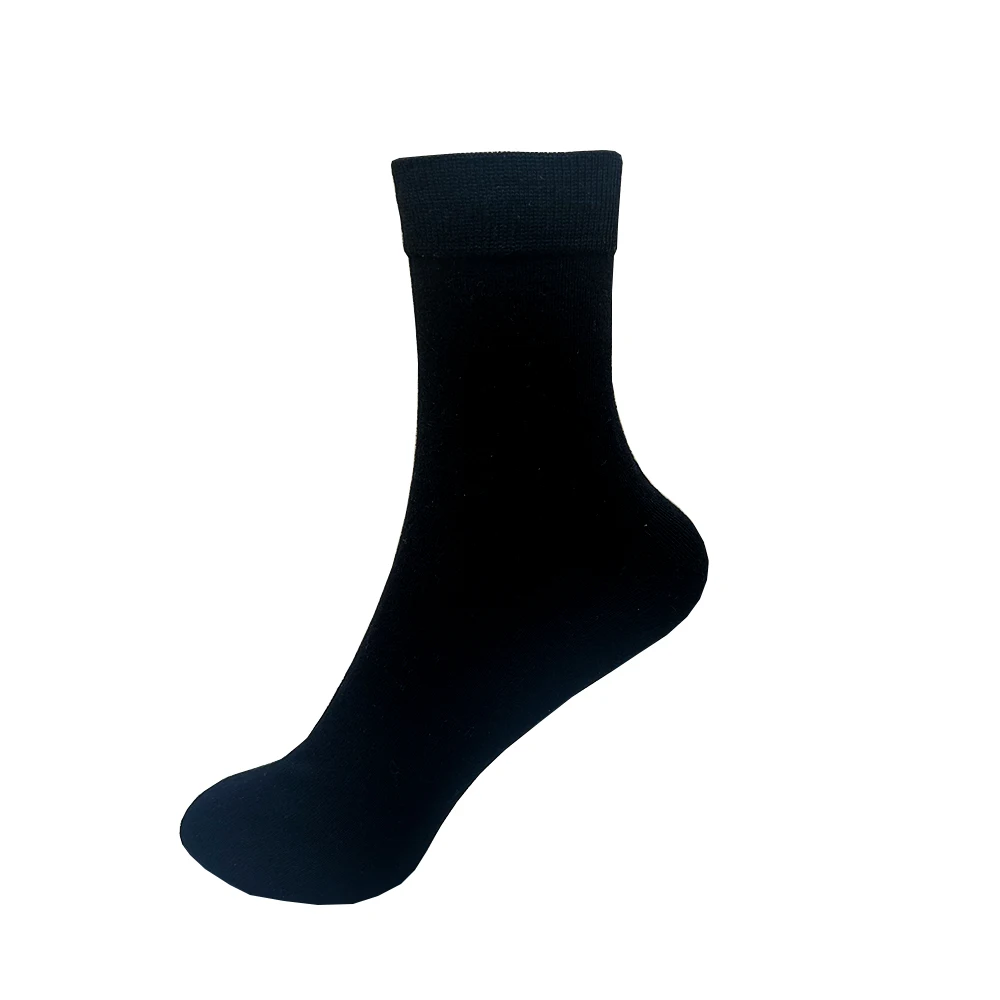 Men Cotton Dress Socks - Soft Breathable Black Business Casual Crew Length, Large Size