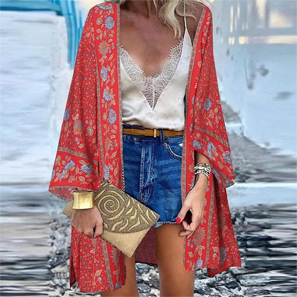 Swimsuit Cover Up Women Long Cardigan Beach Cover Up Loose Bikini Open Front Coat