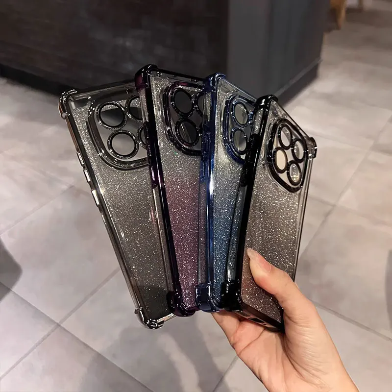 TUUTPU Cover per Xiaomi Redmi Note 14 Pro 5G con Cordino, Custodia Brillantini con Collana Trasparente Silicone Antiurto Protettivo Sabbie Mobili Case per Cellulare Cordoncino, Oro Rosa