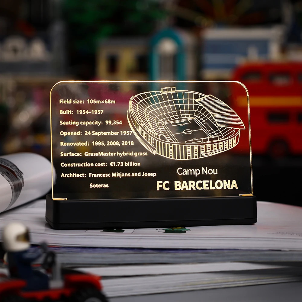Led Light Acrilico Tabellone Segno Targa Targhetta Per Camp Nou - Fc Barcelona 10284 Building Blocks Mattoni Giocattoli Set