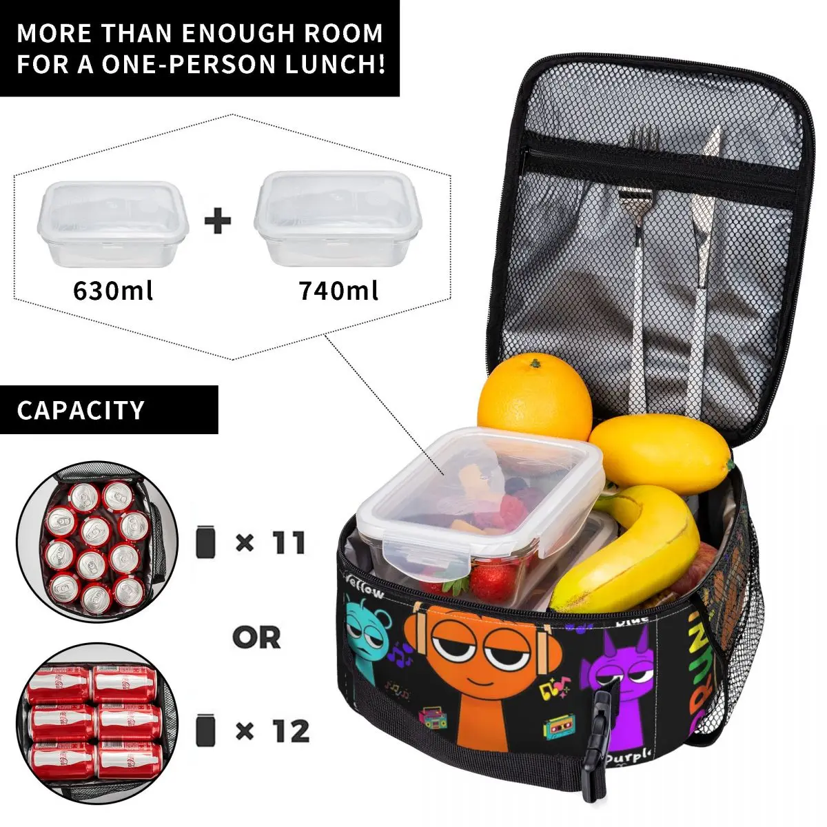 Incredibox Sprunki Insulated Lunch Bag Funny Game Lunch Container Portable Thermal Cooler Bento Box Picnic 4