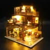 DIY Wooden Miniature Model Kit European Loft Casa Doll Houses 3D Puzzle Dollhouse With Furniture Lights for Friends Xmas Gifts 4