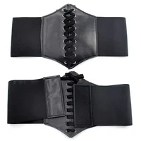 Body noir Shapewear femmes vêtements gothiques sous le buste taille Cincher formateur Pu cuir élastique Sexy mariée Corsets et Bustiers 5