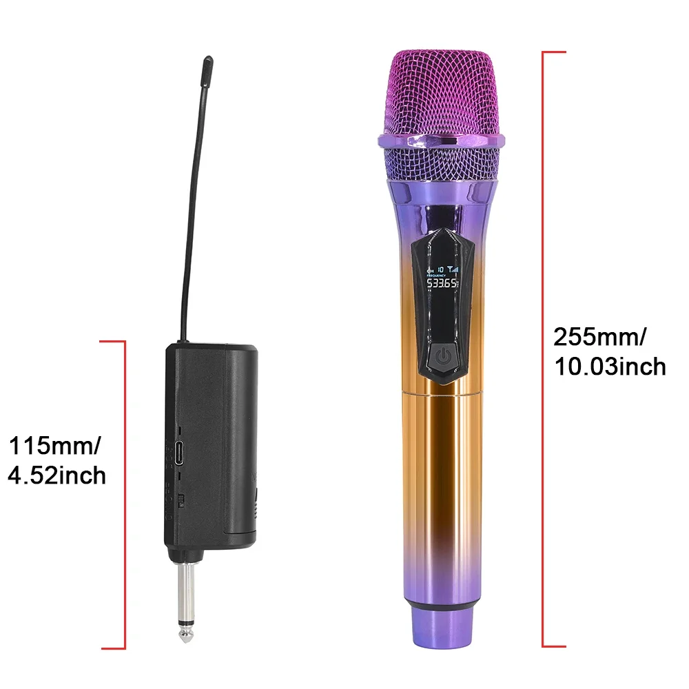 Professional Wireless Microphone UHF Fixed Frequency 2 Channel Handheld Device for Party Lecture Church Stage Performance