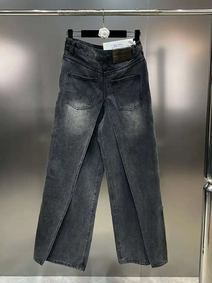 【DALLA】contrast fake two piece DEAT Vintage Fashion Women's Spliced Fake Two-piece Jeans