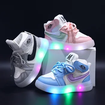 Children Shoe Spring and Autumn Boys Girls Lighted Sneakers Glowing Shoe Soft Soled Breathable Casual Infant Toddler Shoes 1