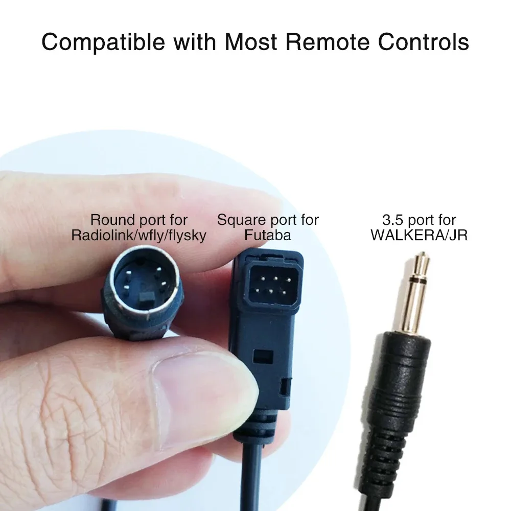 Câble simulateur sans fil 2.4G PPM USB pour RealFlight FMS XTR PHOENIXRC, connecté à un récepteur et une radio.