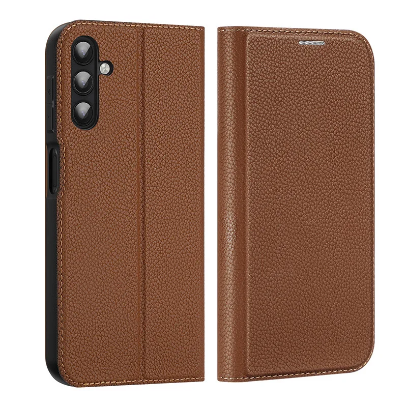 Duxducis Luxury Genuine Litchi Grain Leather Wallet Case For Samsung Galaxy A14 S23 Plus Ultra A34 Card Holder Comfortable Cover