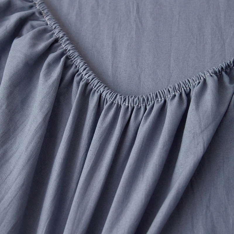 Cotton Fitted Sheet with Elastic Band Anti-Slip Mattress Cover for Single Double Queen King Bed Adjustable Plain Fitted Bedsheet 3