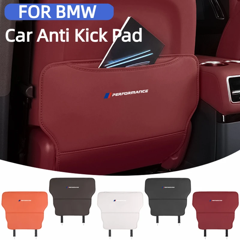 2PCS Car Anti Kick Pad For BMW G30 G20 F30 F10 X1X2X3X4X5X6X7 PU Seat Back Storage Bag Organizer Auto Styling Interior Accessory