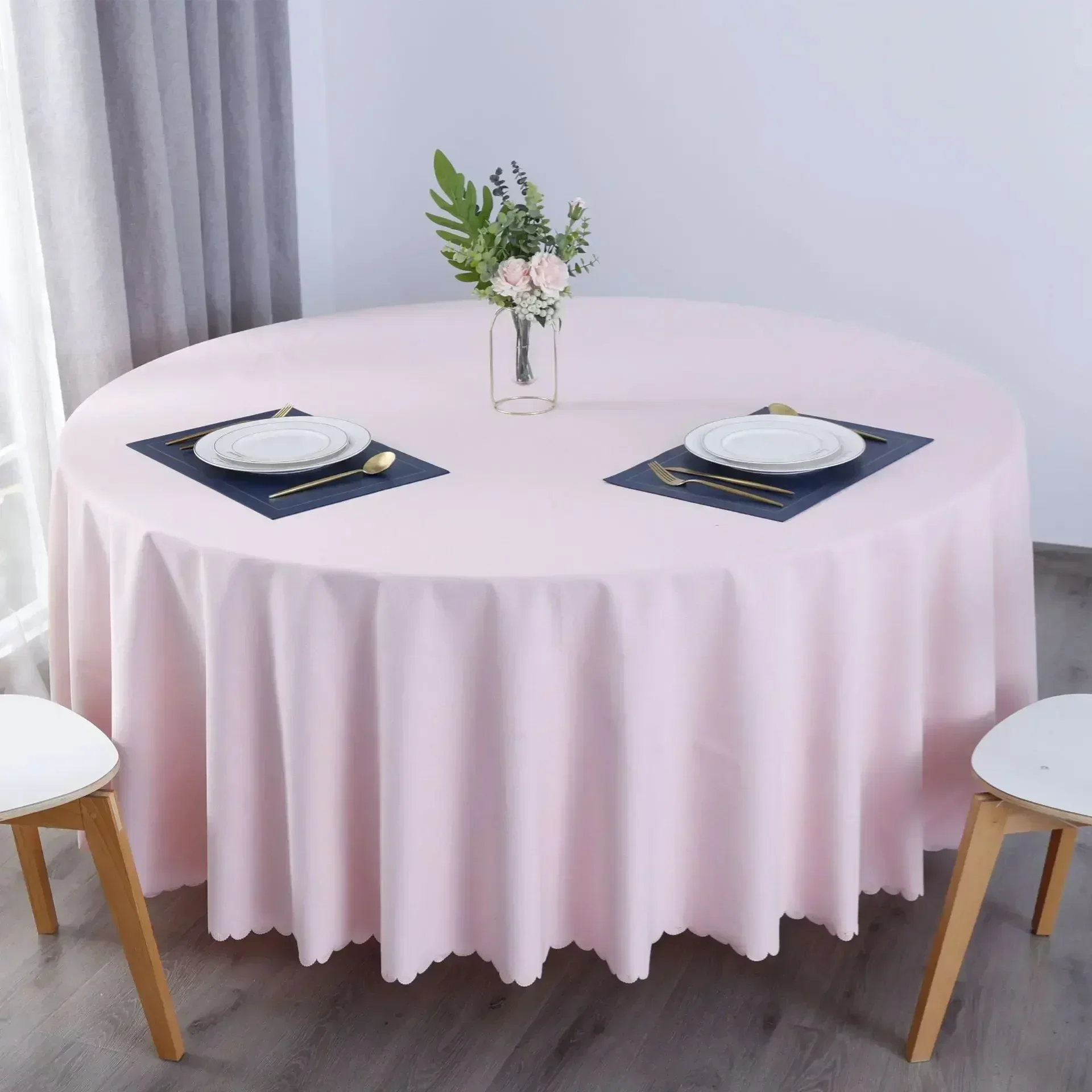 

LXS22 2024 Table cloth polyester tablecloth round table cloth circular solid white