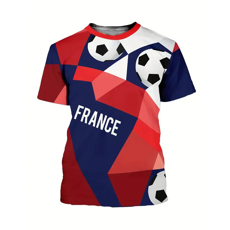 France Retro Flag Print T-shirt Street Casual Harajuku Men's