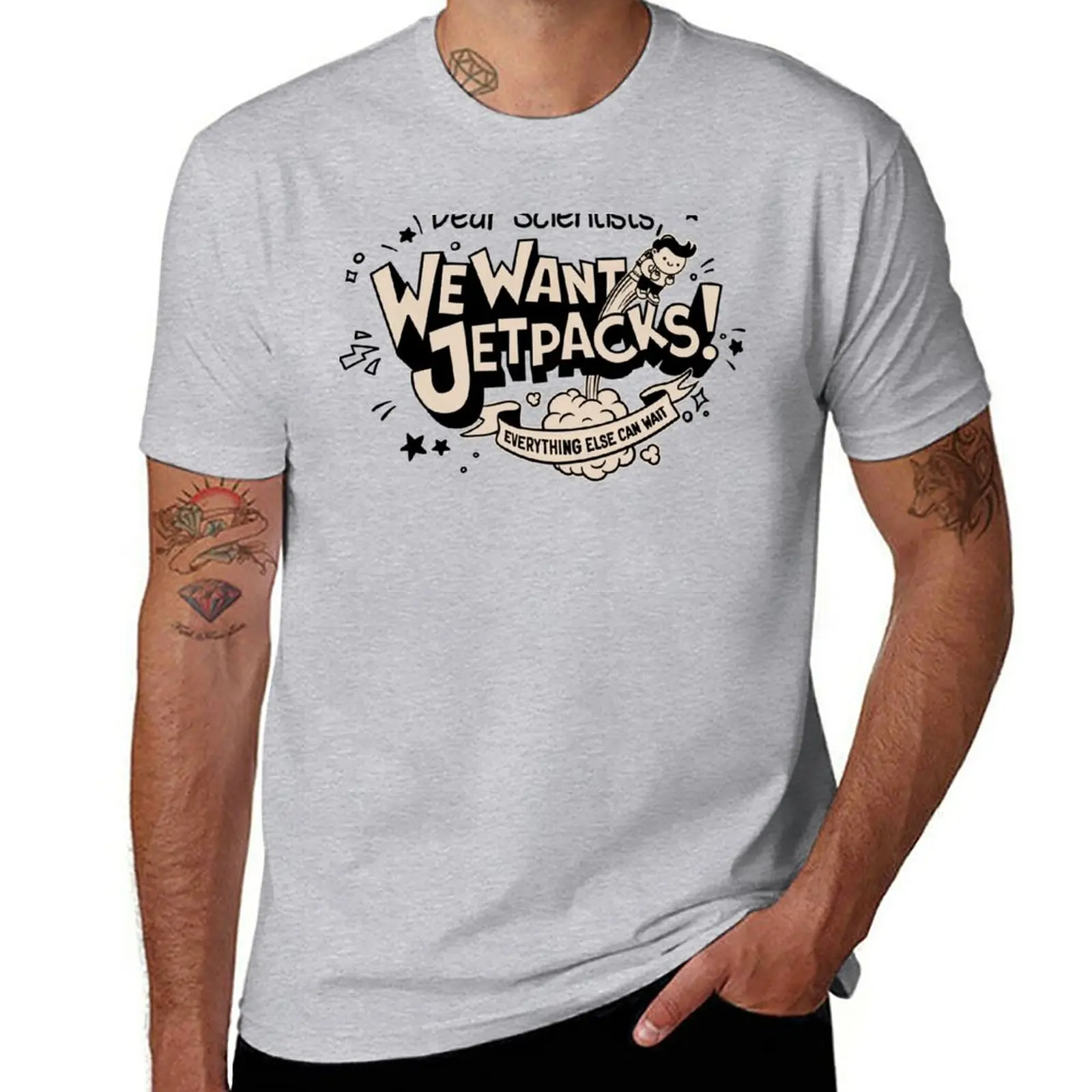 

We Want Jetpacks! T-Shirt Short sleeve tee shirts graphic tees heavyweights korean fashion mens t shirt