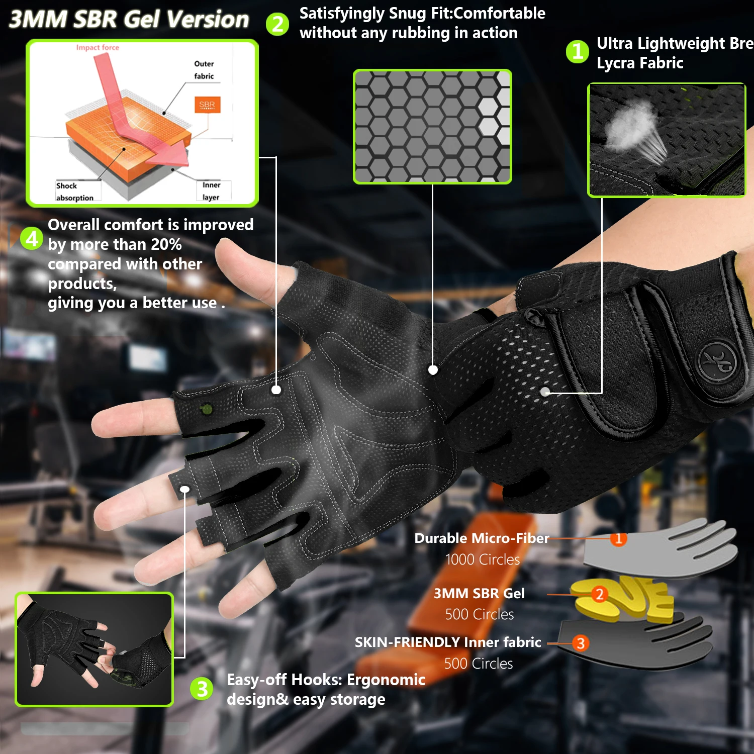 Sports Gloves Gym Gloves Men Women 3MM Gel Pad