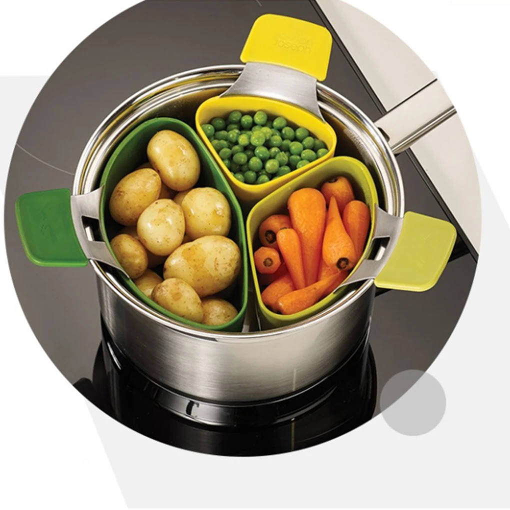 Durable Structure Silicone Egg Steamer Heat Resistant For Eggs Triple Divider Nest Steamer Non-stick