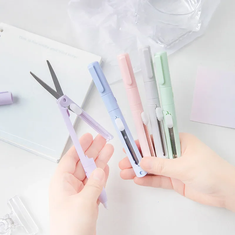 

Mini Paper Cutting Knife Scissors Set for Kids Solid Color Scrapbook Stationery Scissors Ceramics Knife Lovely Art Tool Kits