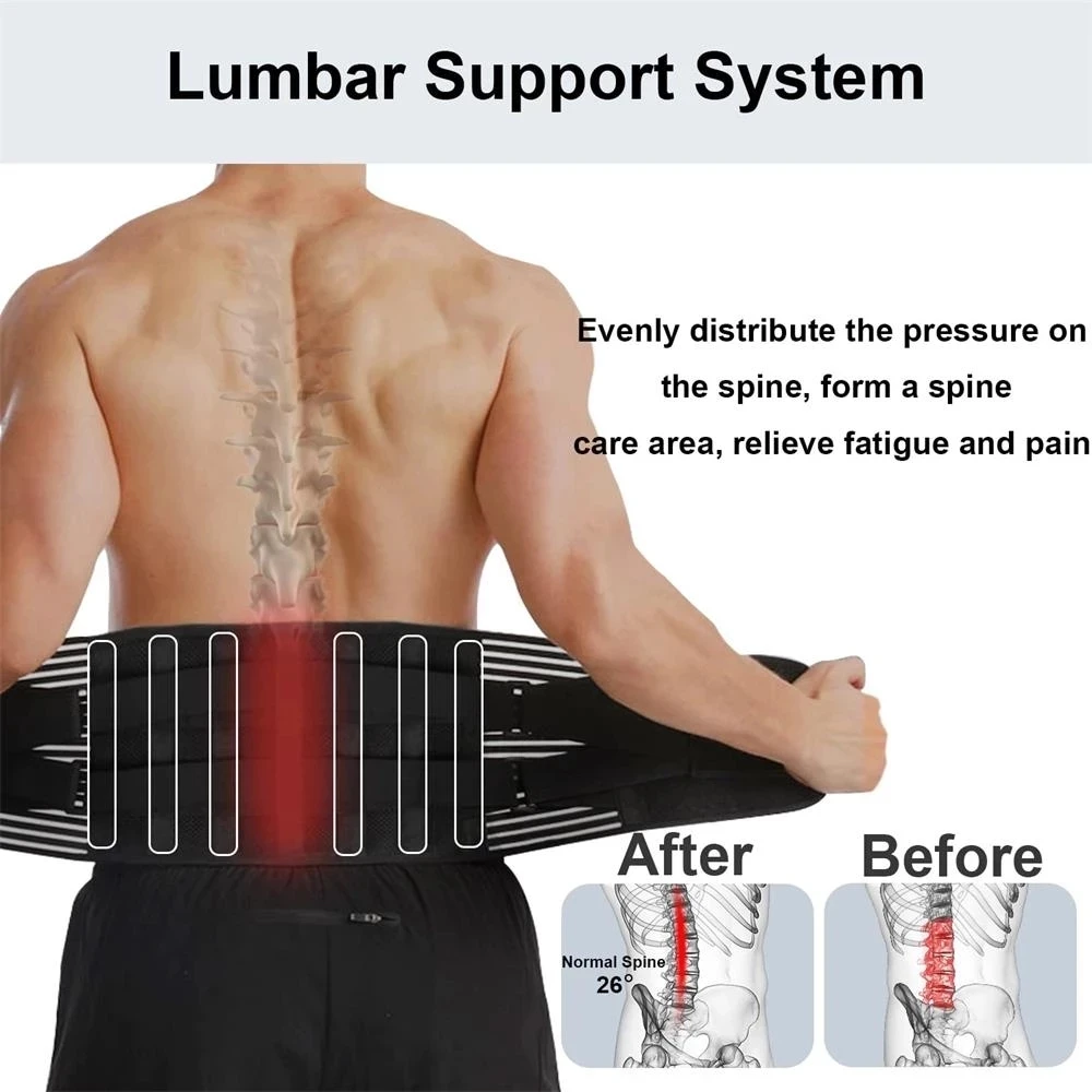 Adjustable Back Brace Double Pull Lumbar Support Belt Anti-Skid Back Support Belt Men Women Lumbar Pad Sports Assistance Cushion