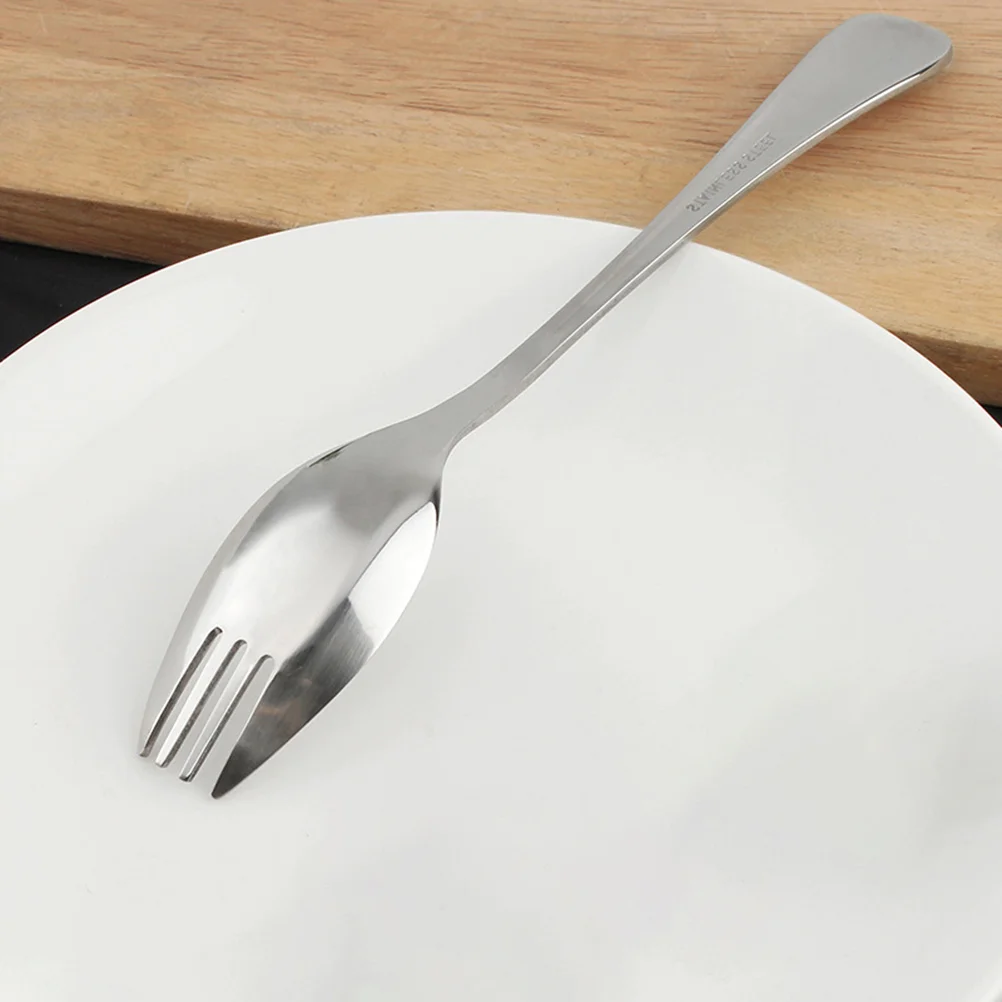 

Flatware Salad Sporks Fork Spoon Stainless Steel Dual-purpose Picnic Instant Noodle