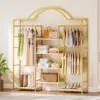 Heavy Duty Clothes Rack with Storage Shelves, Closet Organizer System for Hanging Clothes, 4-Tier Garment Rack Wardrobe with 3 H 3