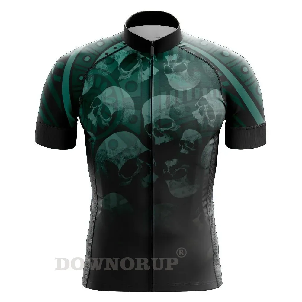 Skull Cycling Jersey Men Short Sleeve Summer Breathable Quick-Drying Mountain Highway BIke Clothing Can MTB