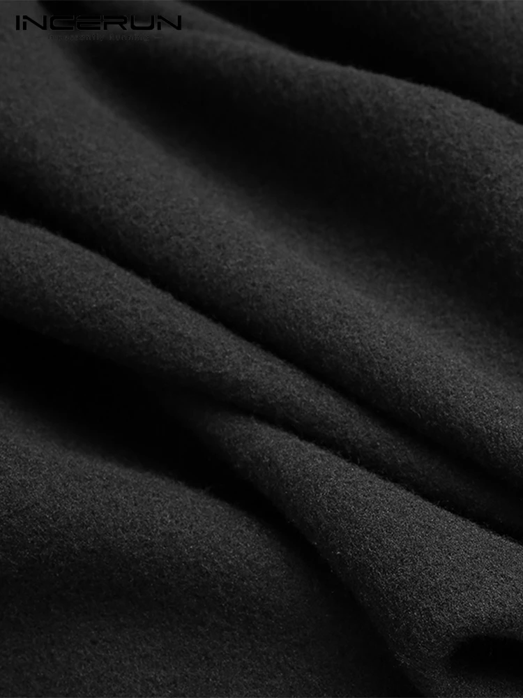 Men's Loose Black Coats INCERUN Fashion Irregular Hooded Cloak Autumn Winter Male Long Sleeve Trench Retro Outwear Jackets S-5XL trench coat warmth coat casual men jacket