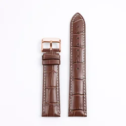 Premium Genuine Calfskin Leather Watch Band - Quick Release Strap - 22mm (Brown white rose)